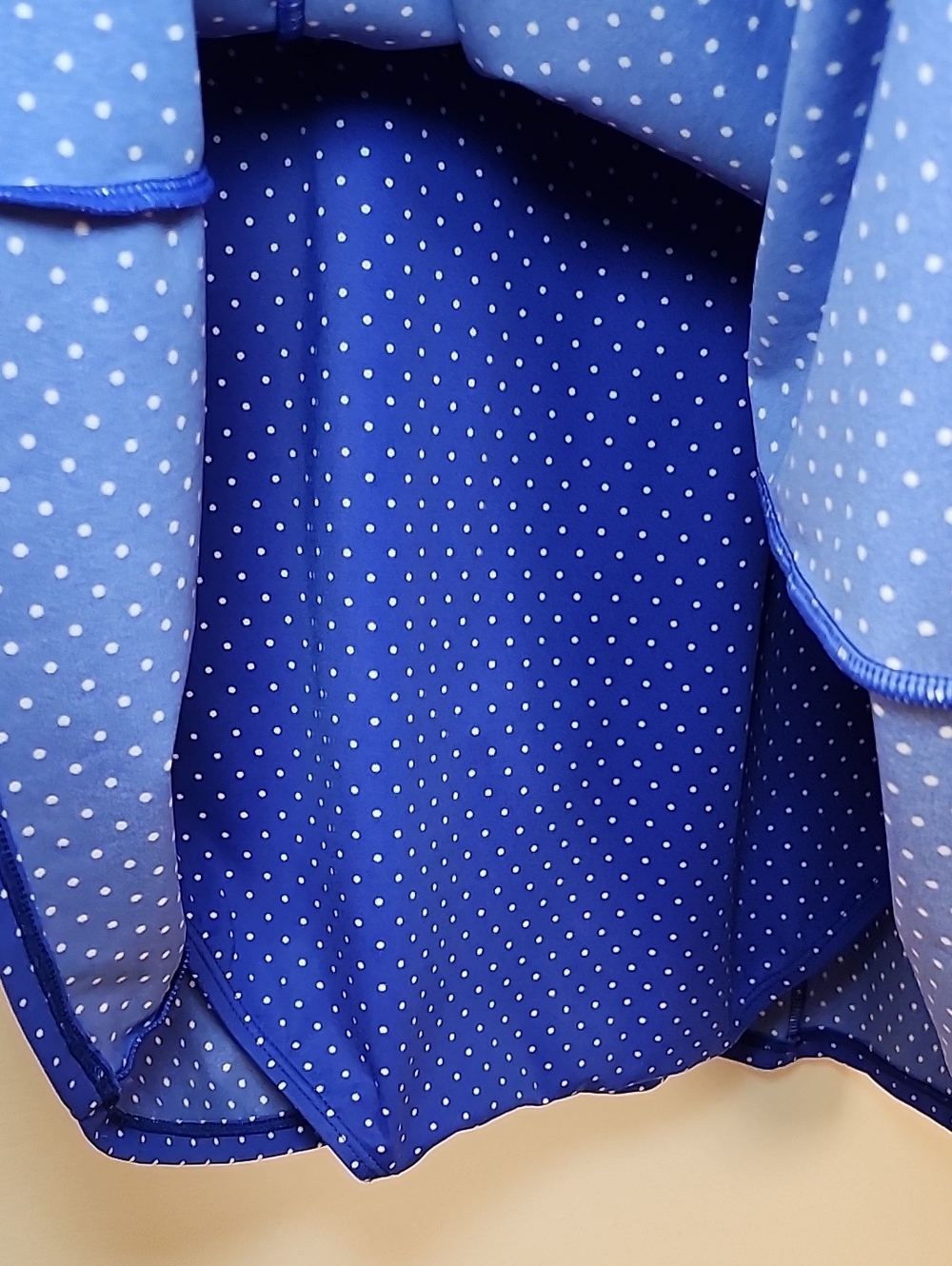 L.L. Bean One Piece Swimsuit Dress Long Polka Dot Blue White Size 14 - Picture 12 of 15